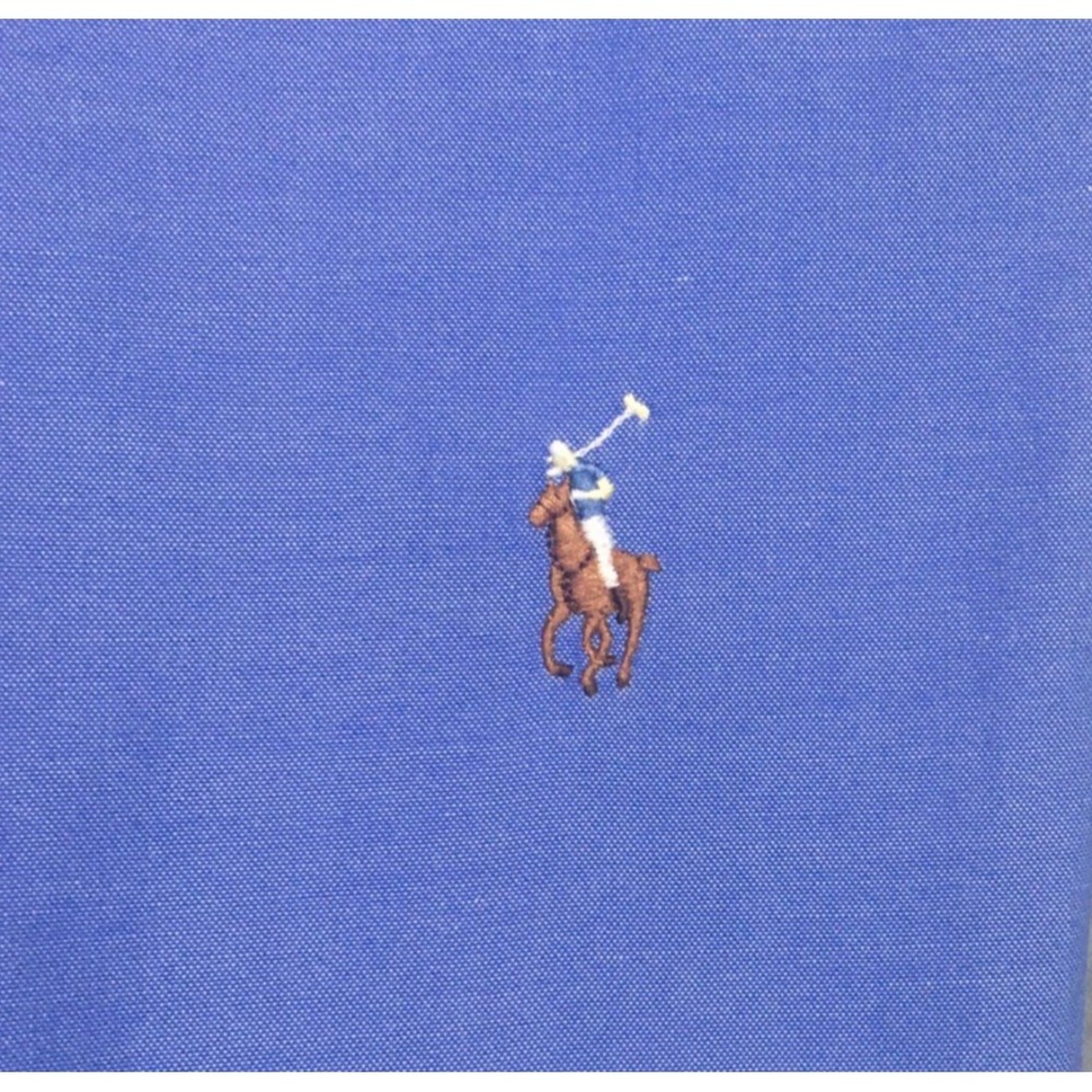 Ralph Lauren‎ 16 34 Yarmouth Blue Pinpoint Oxford Shirt Flesh Pony 100% Cotton - Picture 11 of 11